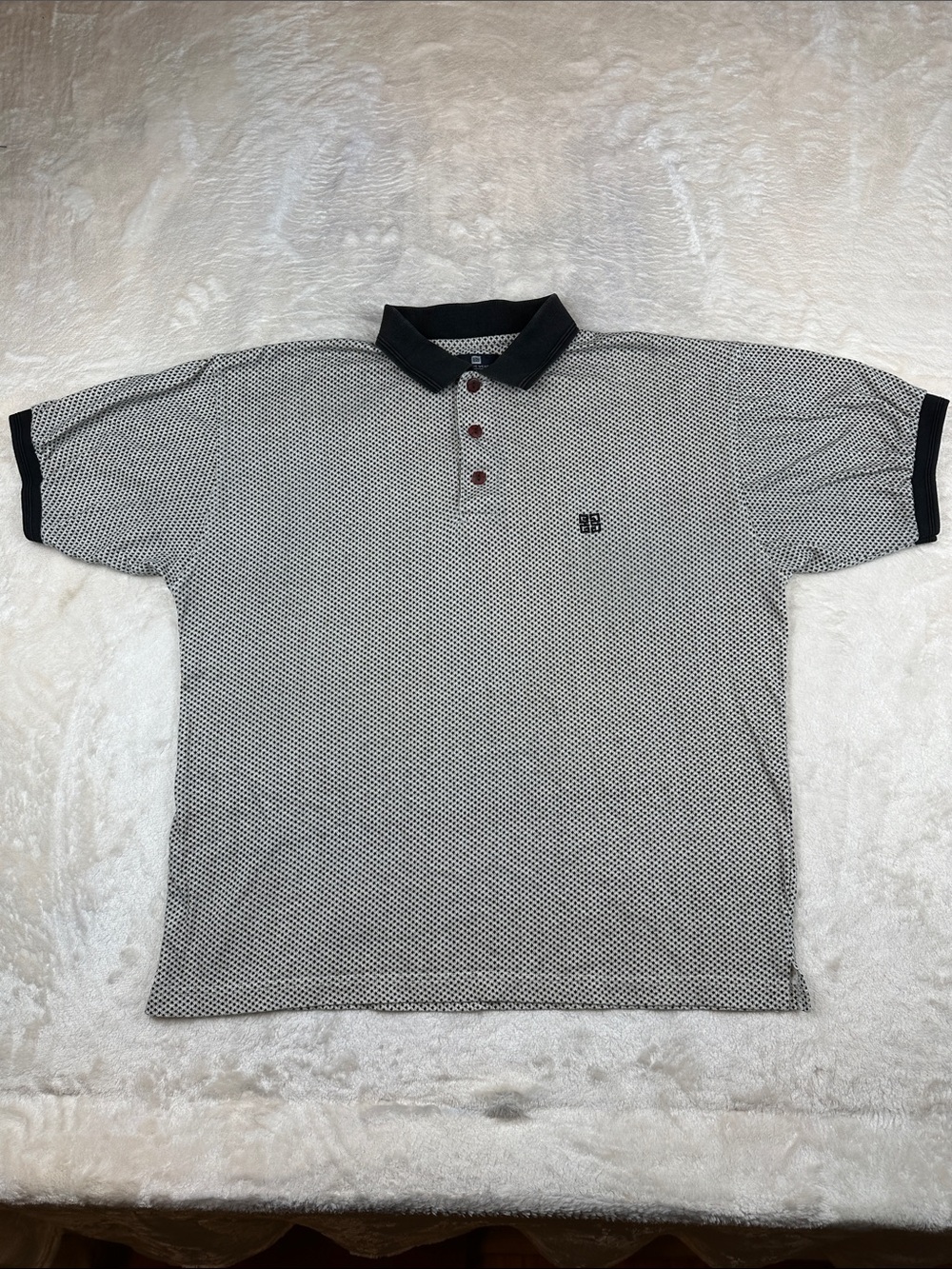 Vintage Givenchy Active Wear Polo Shirt Men M Black White 90s Cotton Logo Y2K